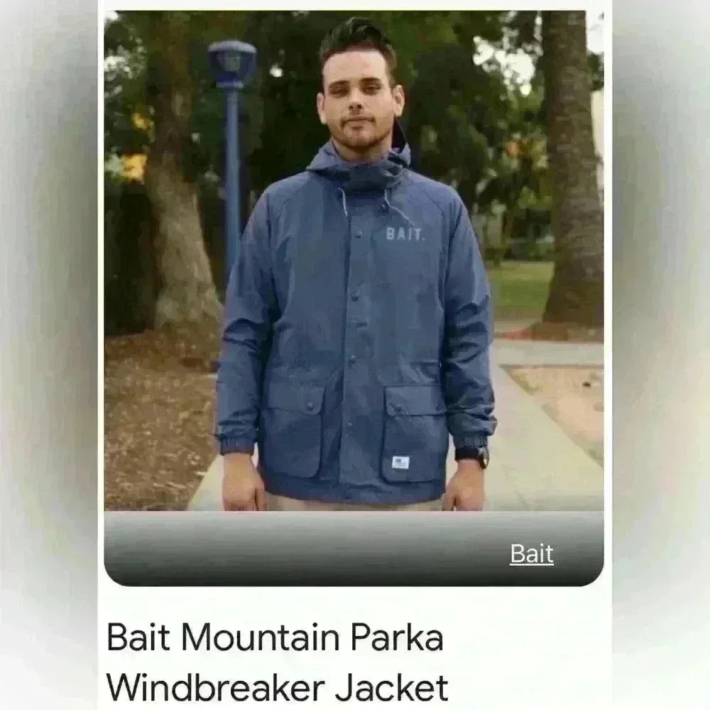 Bait Mountain Parka Windbreaker Jacket Blue Hooded Bill Gorpcore Streetwear Men